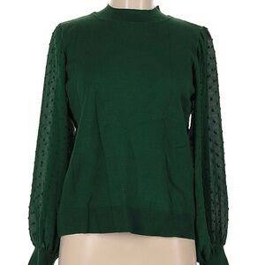 CeCe Kelly green top with sheer wide sleeves.NWT